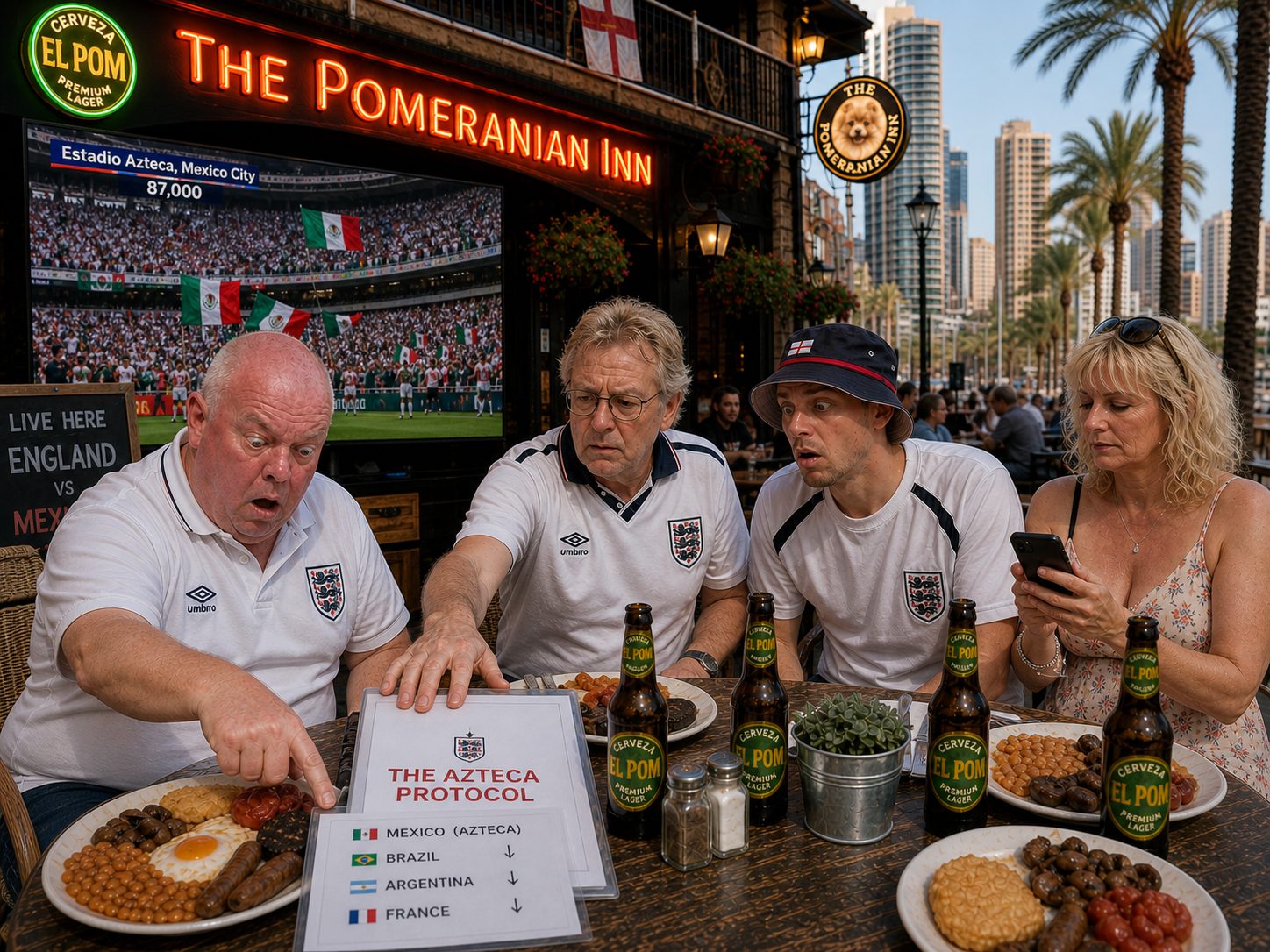 Tel showing Dave the Azteca Protocol dossier, Dave looking terrified at the prospect of 87,000 hostile fans at altitude