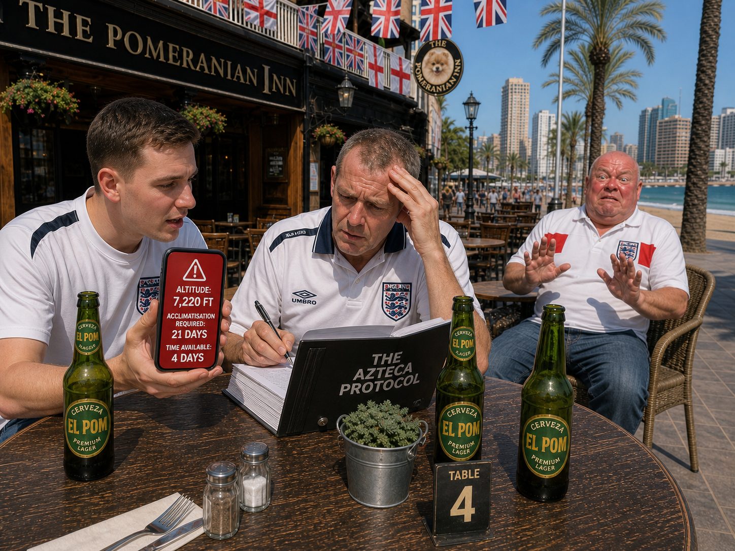 Jonny showing altitude warning to Tel, Dave looking terrified