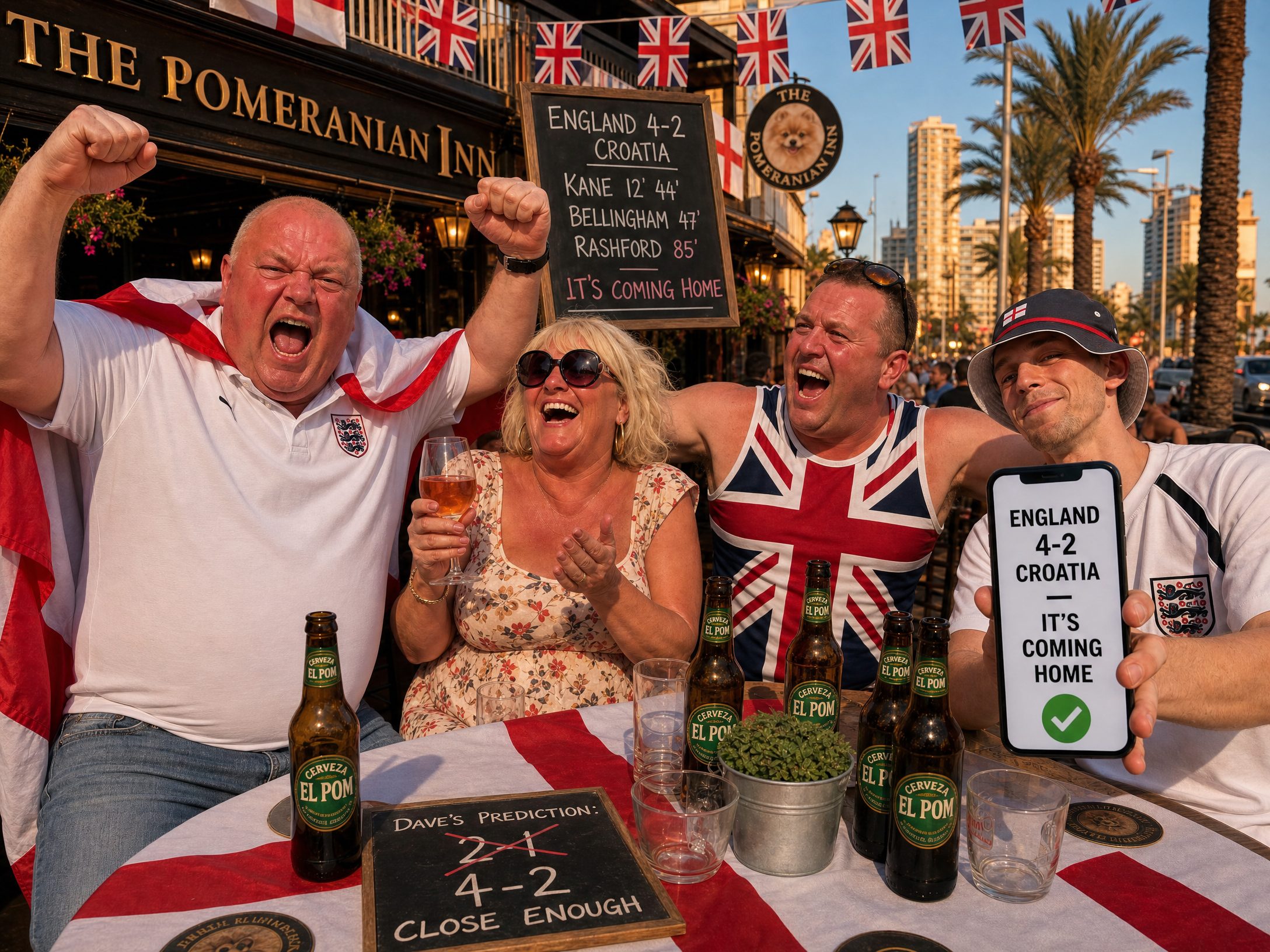 Table 4 celebration after England 4-2 Croatia